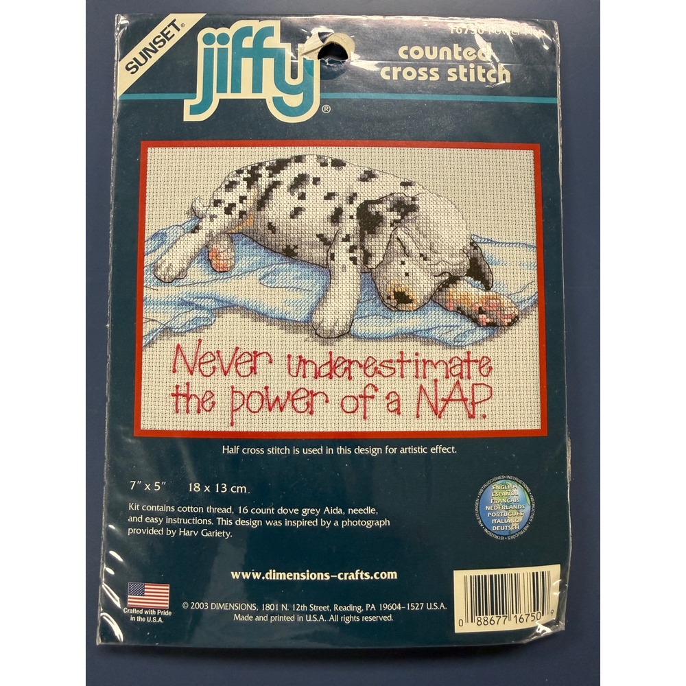 Vintage Jiffy Cross Stitch Kit Never Underestimate The Power of a Nap